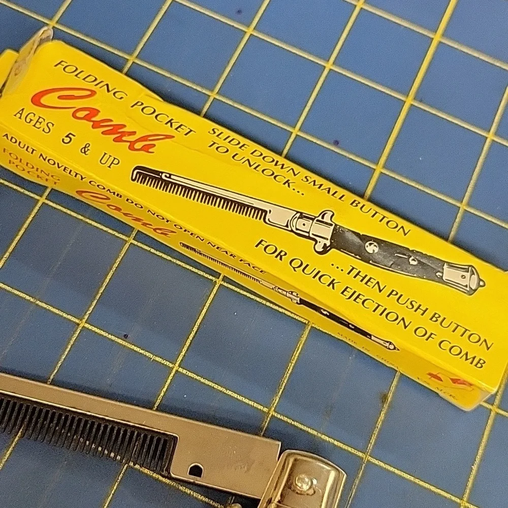 Silver Black Folding Comb Switchblade Comb